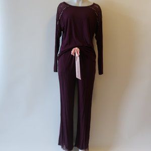 NWT WOMENS FLEUR'T WITH ME PURPLE TWO PIECE PAJAMA SET SZ M*